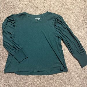 Terra & Sky Green Ruched Blouse